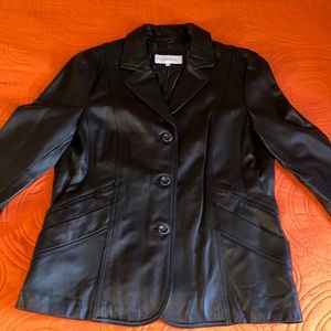 Women’s Calvin Klein Leather Jacket Black Sz. XL